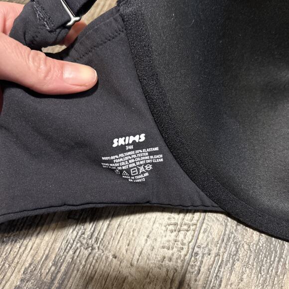 Skims Bra T-Shirt Underwire 34H Black Lined - Picture 4 of 6